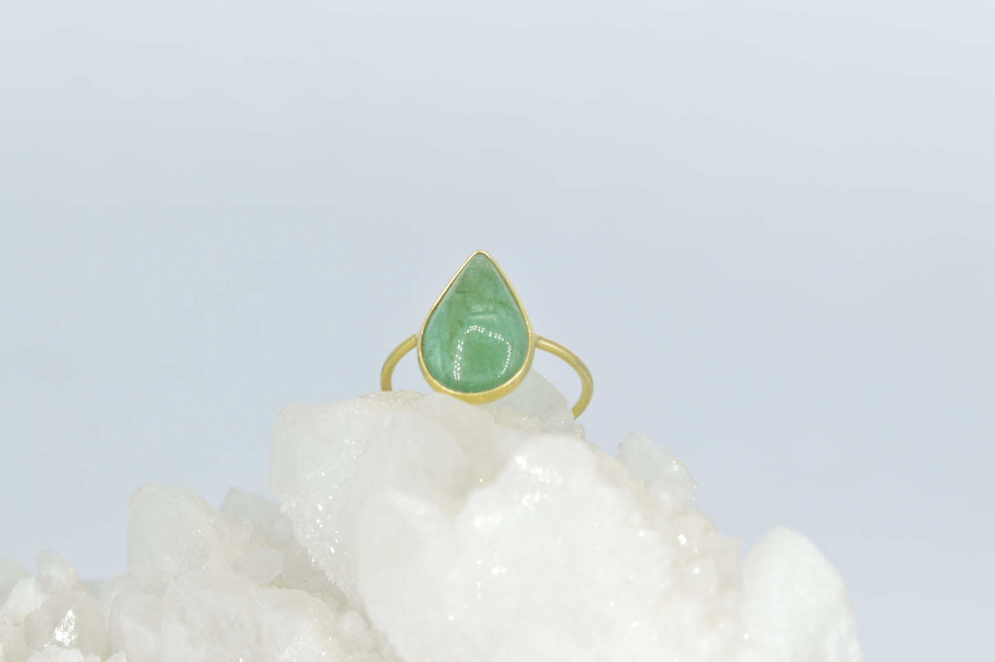 Emerald Teardrop Ring, 18k