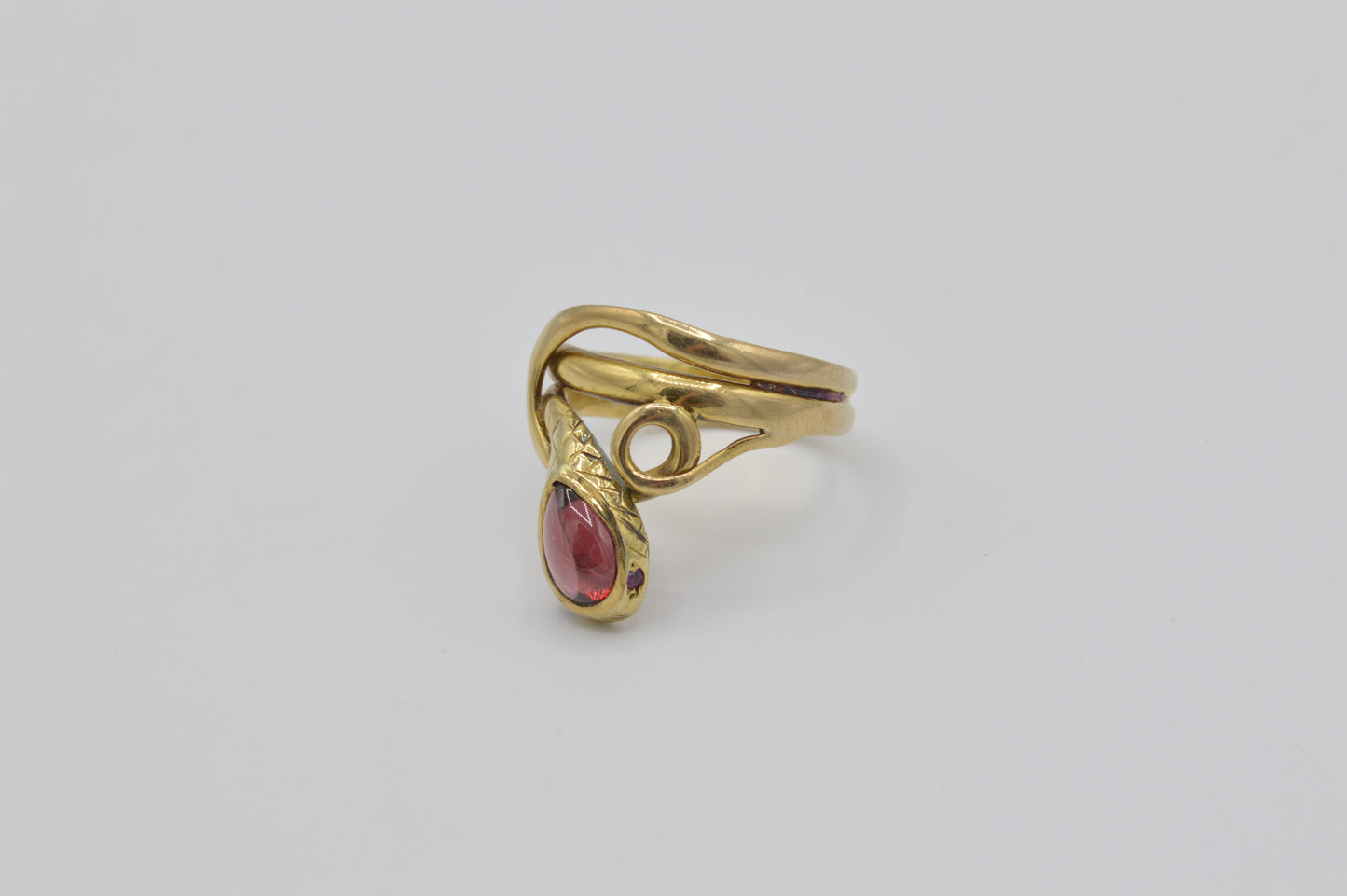 Gemstone Serpent Ring, 14k