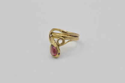 Gemstone Serpent Ring, 14k