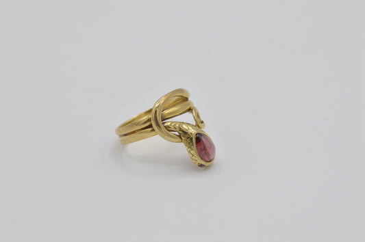 Gemstone Serpent Ring, 14k