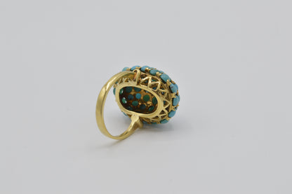 Turquoise Pillow Ring, 18k
