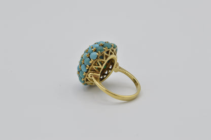 Turquoise Pillow Ring, 18k