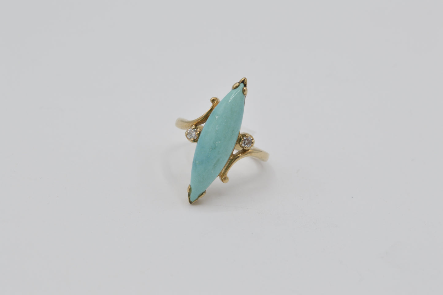 Turquoise Navette Ring, 10k