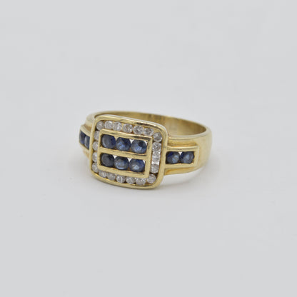 Sapphire Buckle Ring, 14k