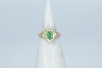 Haloed Emerald Ring, 14k