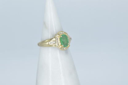 Haloed Emerald Ring, 14k