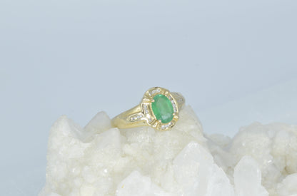 Haloed Emerald Ring, 14k