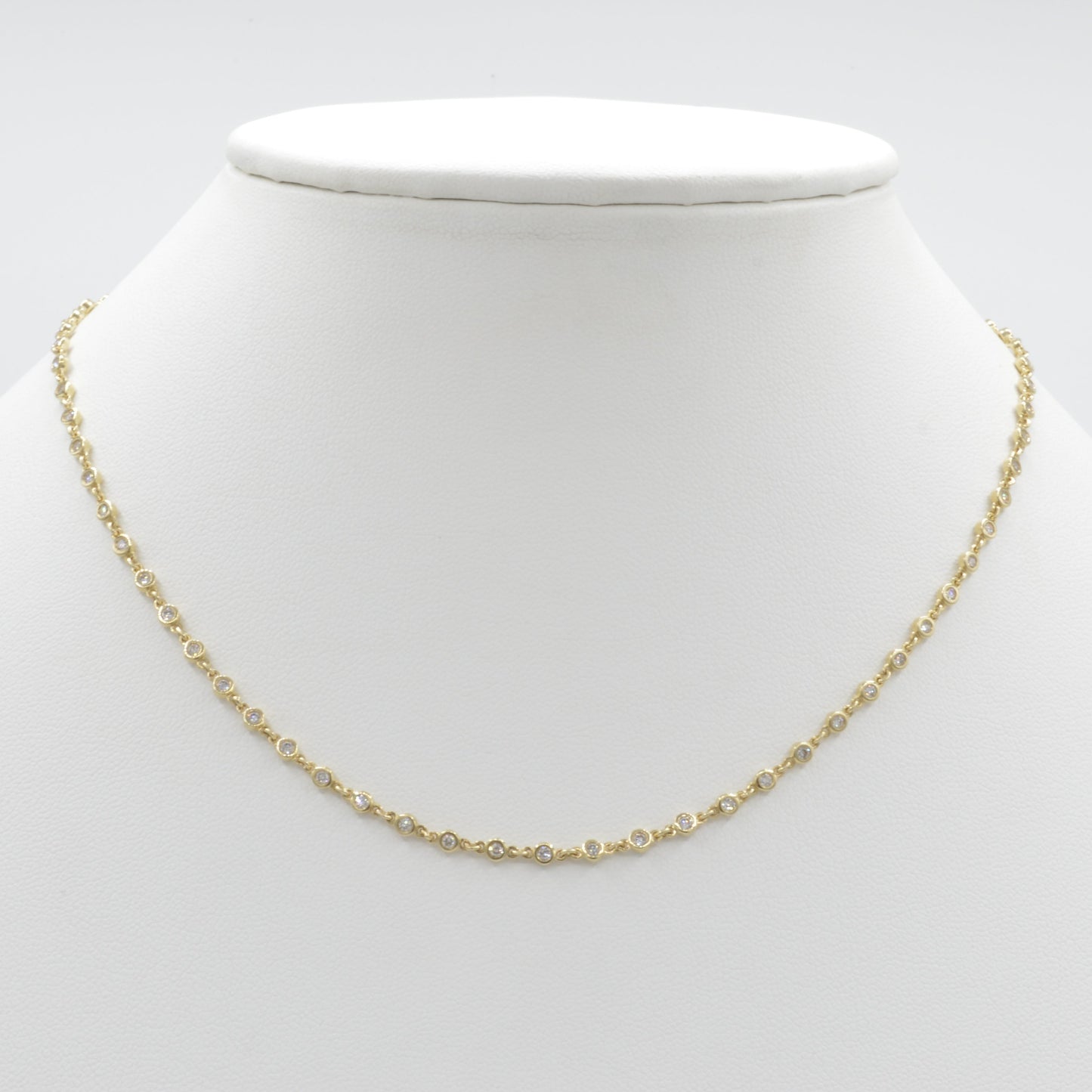 Full Diamond Bezel Necklace, 14k