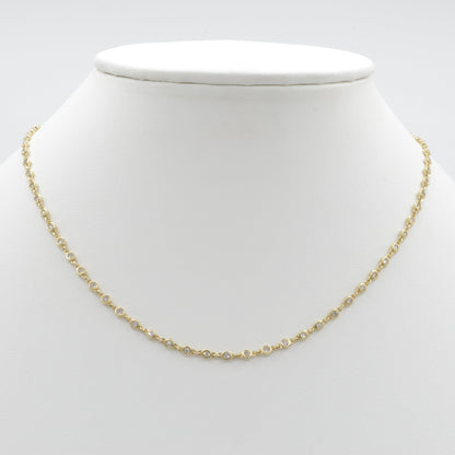 Full Diamond Bezel Necklace, 14k