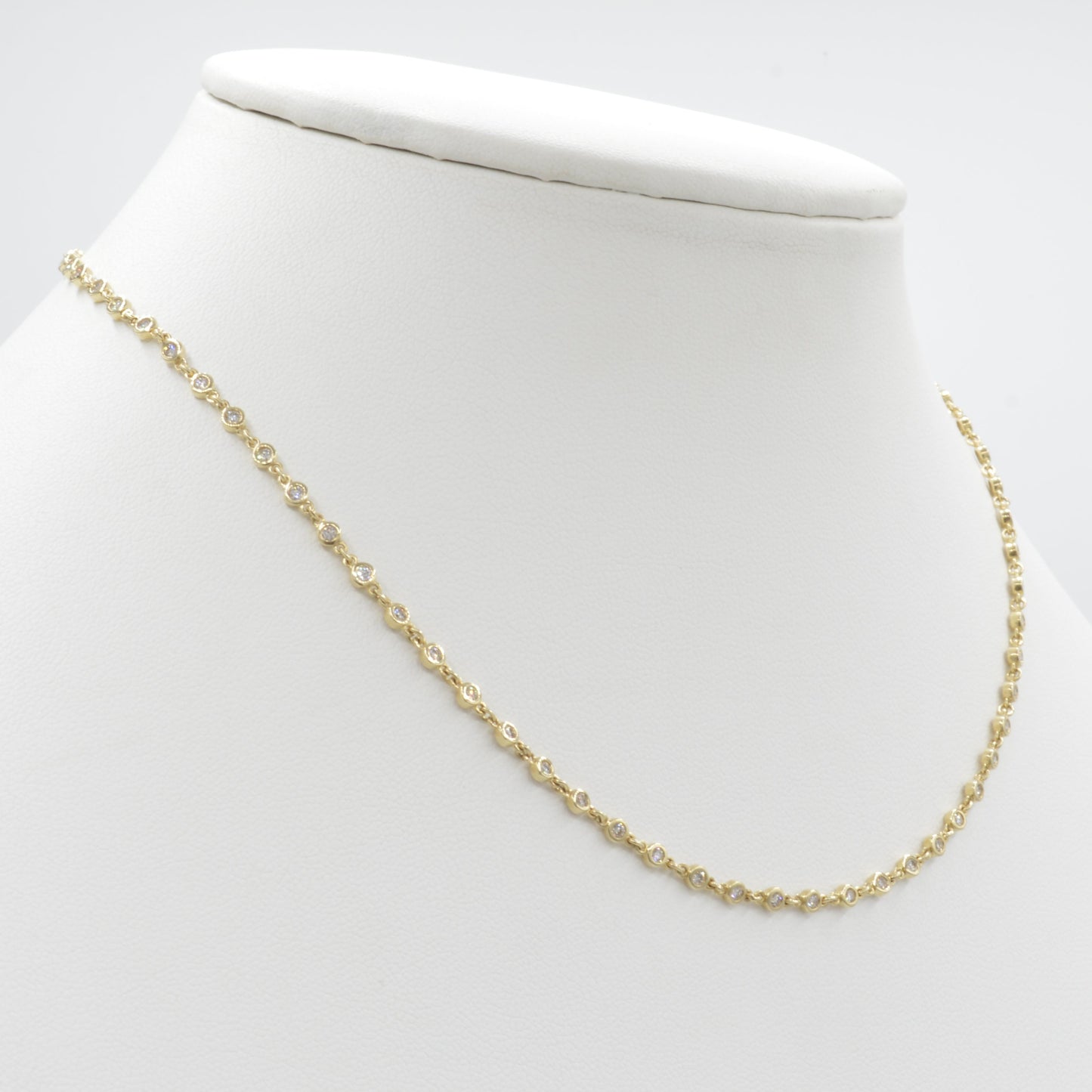 Full Diamond Bezel Necklace, 14k