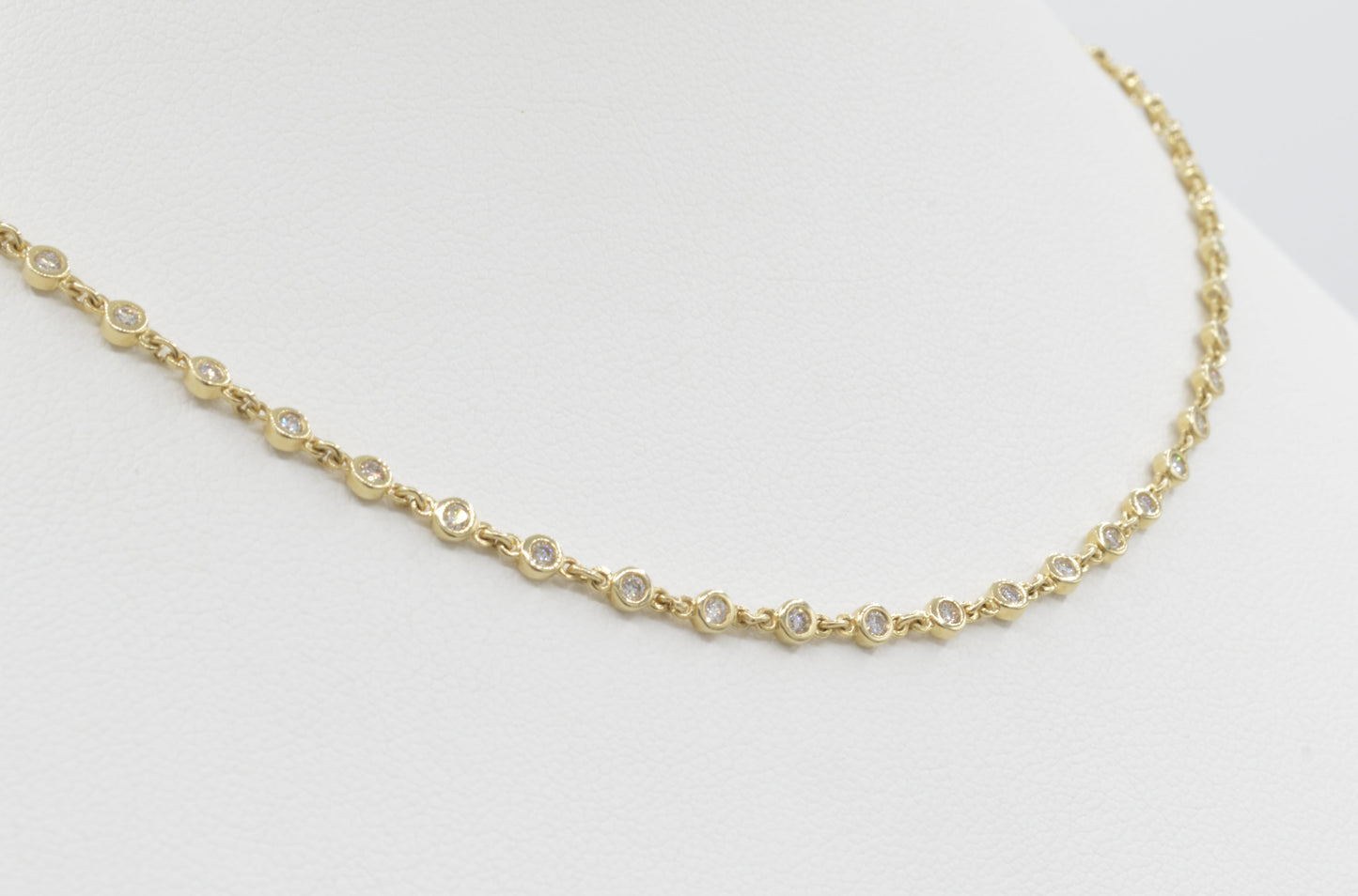 Full Diamond Bezel Necklace, 14k