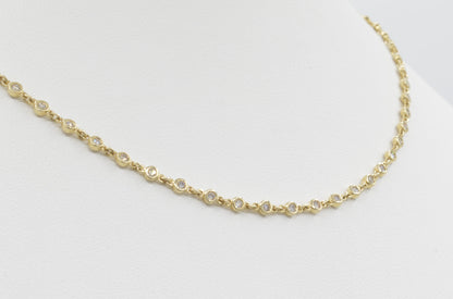 Full Diamond Bezel Necklace, 14k