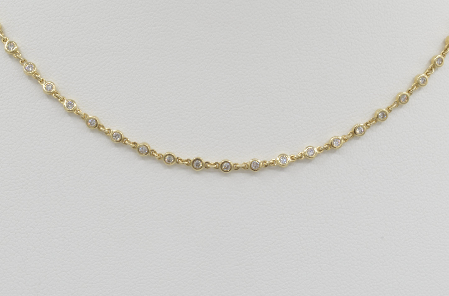 Full Diamond Bezel Necklace, 14k