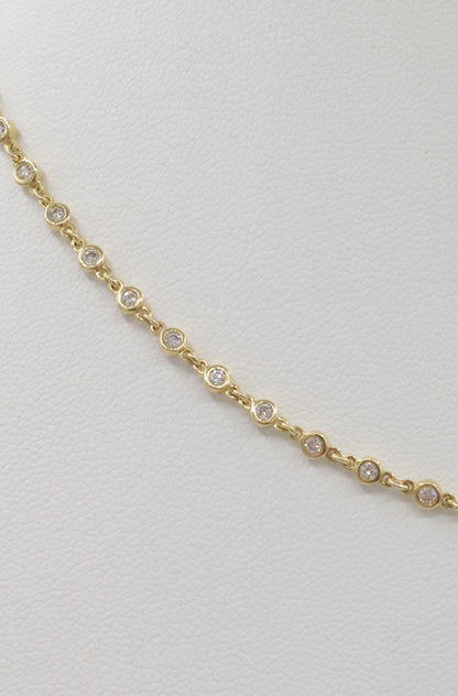 Full Diamond Bezel Necklace, 14k