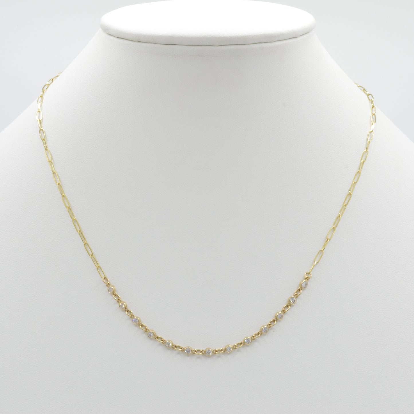 Bezel Diamond Paperclip Necklace
