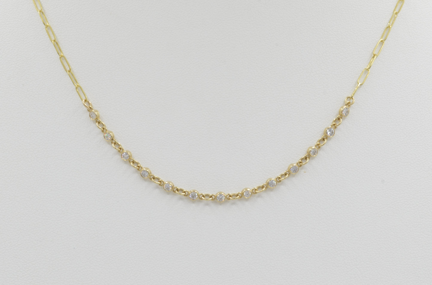 Bezel Diamond Paperclip Necklace