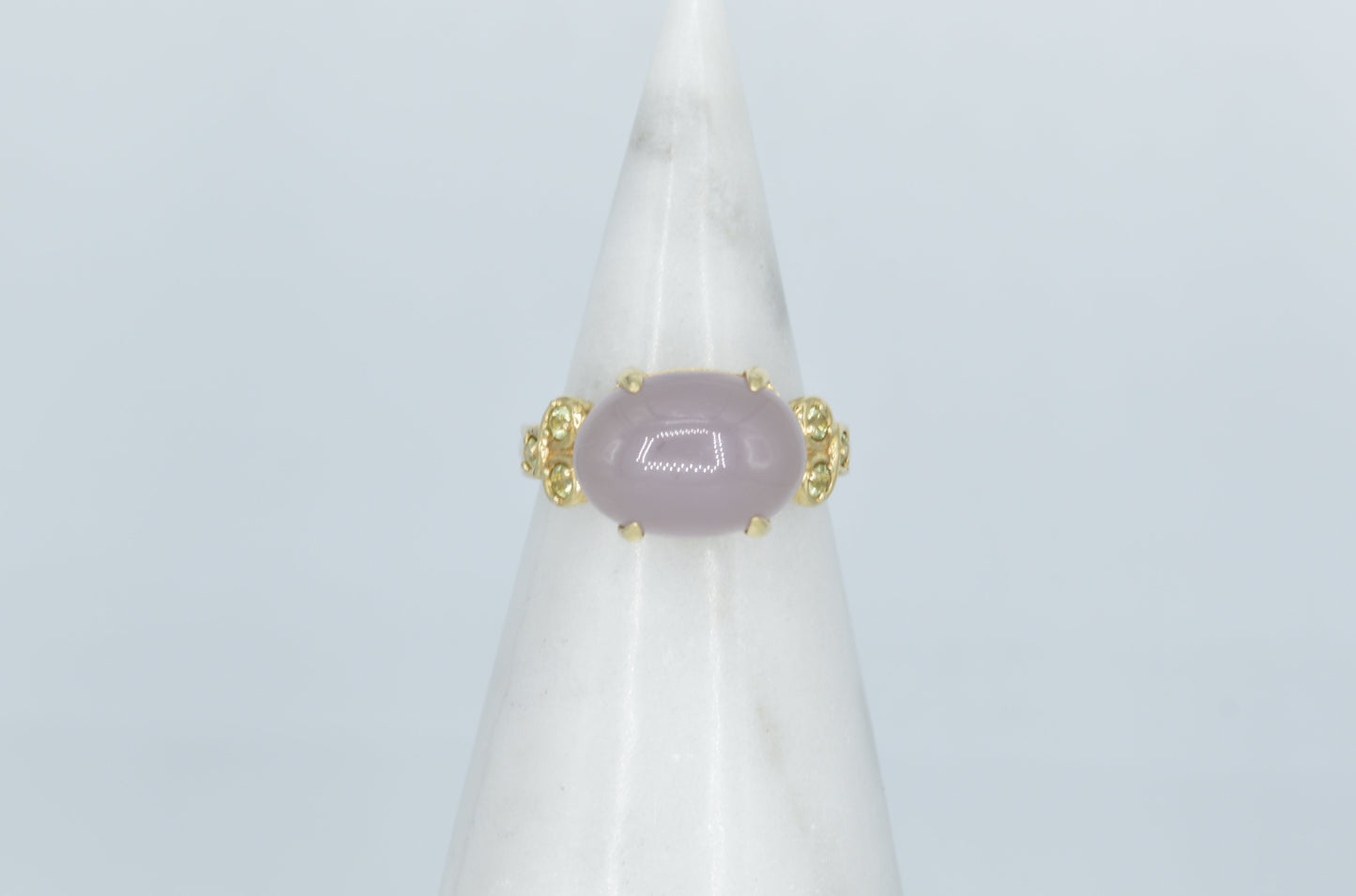 Grey Moonstone & Peridot Ring