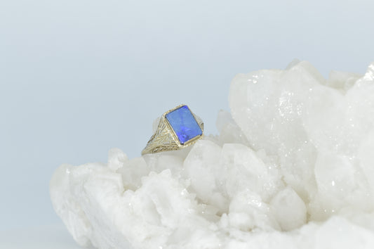 Black Opal Deco Ring