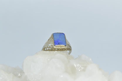 Black Opal Deco Ring