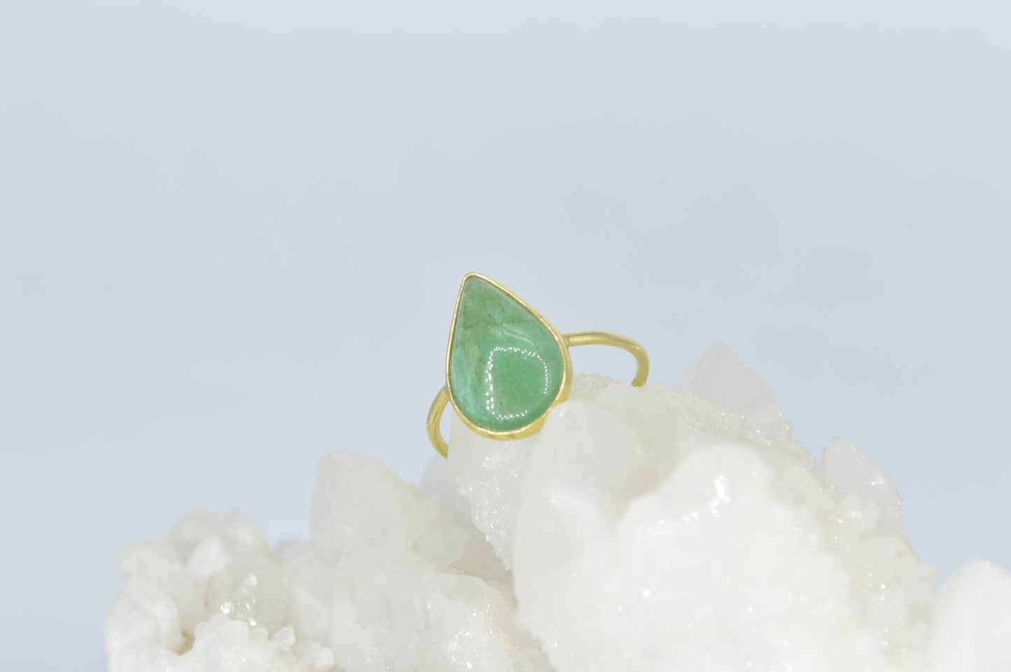 Emerald Teardrop Ring, 18k