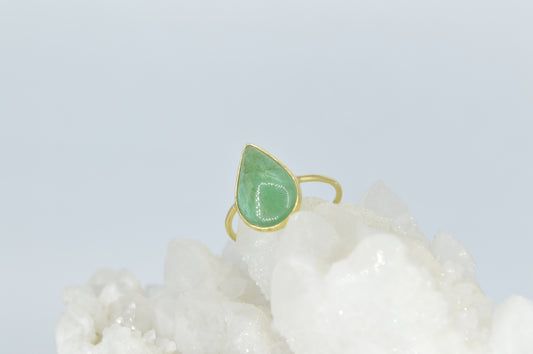 Emerald Teardrop Ring, 18k