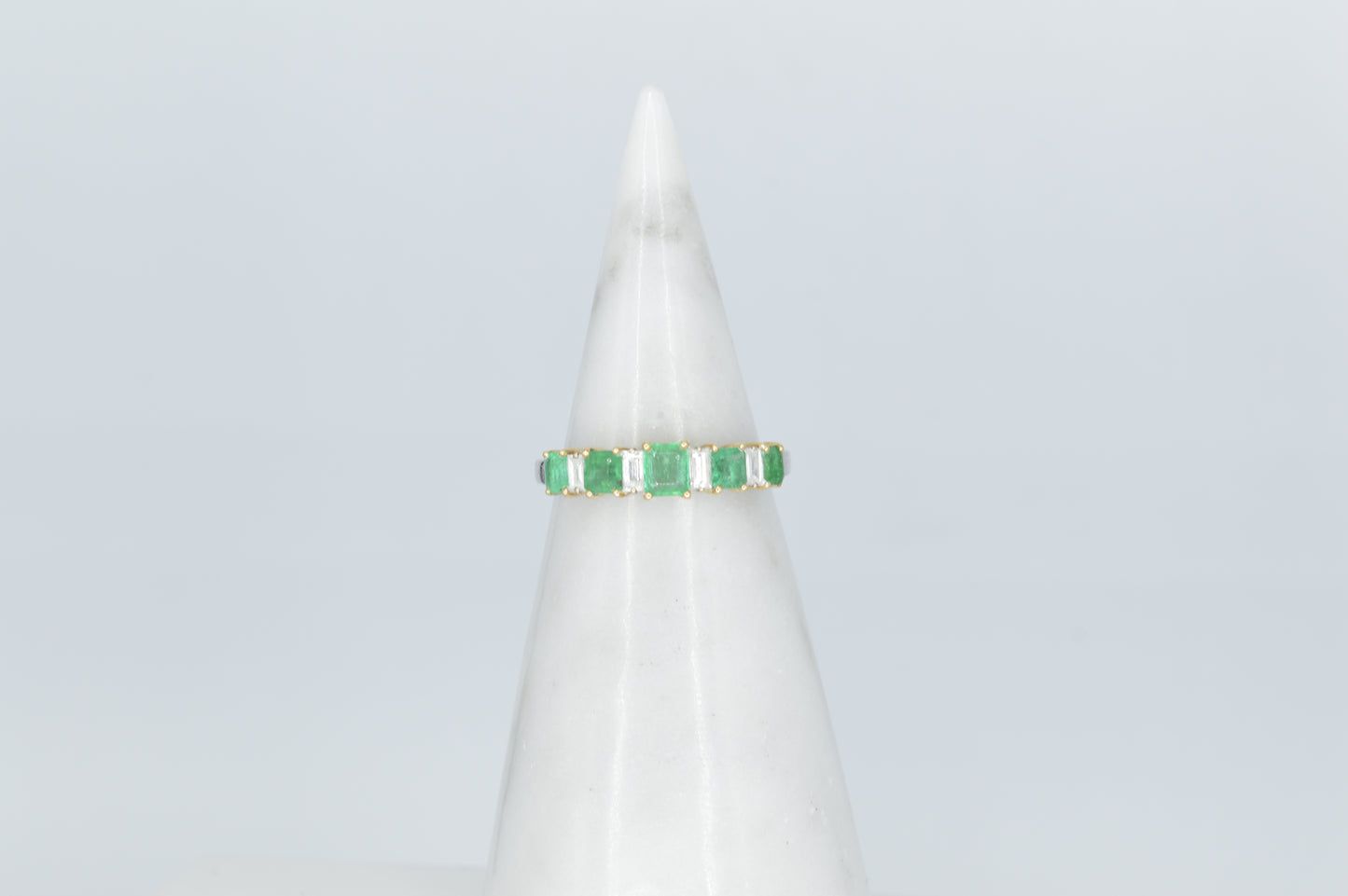 Emerald & Diamond Baguette Ring, 14k