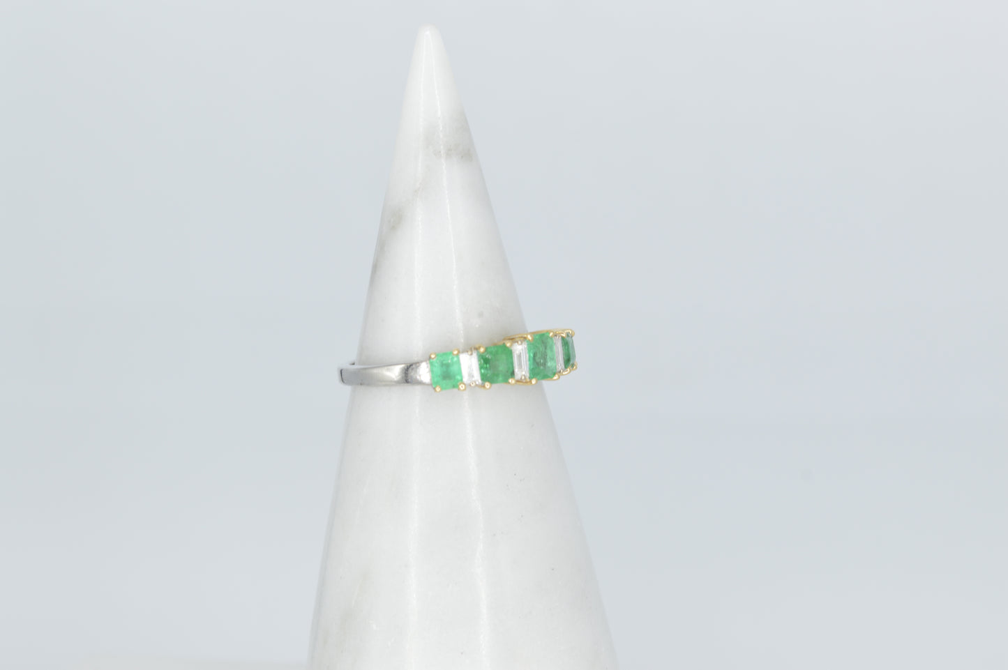 Emerald & Diamond Baguette Ring, 14k