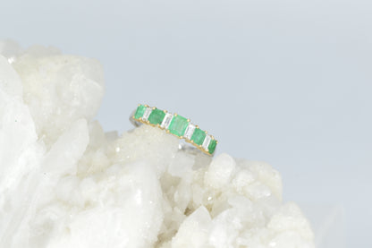 Emerald & Diamond Baguette Ring, 14k