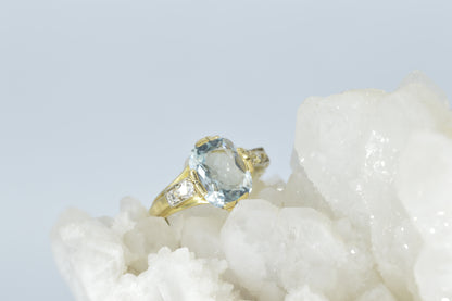 Aquamarine & Diamond Ring, 18k