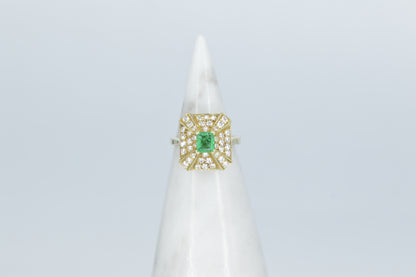 Emerald Pyramid Ring, 14k