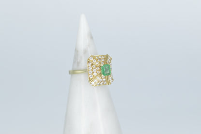 Emerald Pyramid Ring, 14k