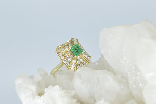 Emerald Pyramid Ring, 14k