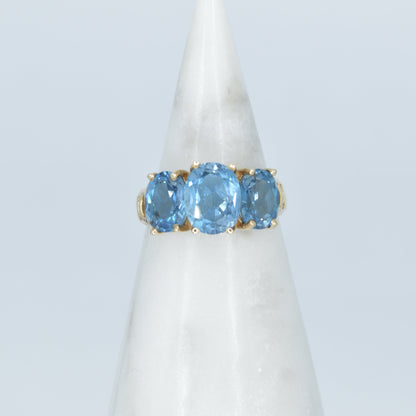 Blue Topaz Triple Stone Ring