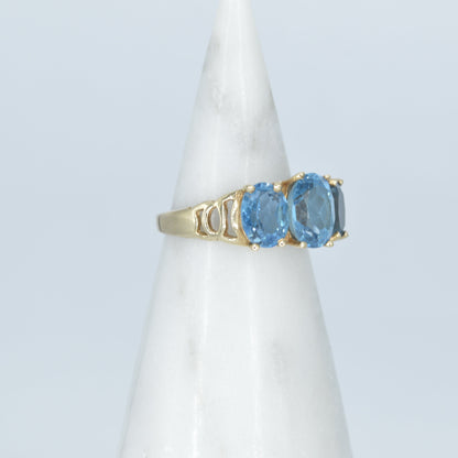Blue Topaz Triple Stone Ring