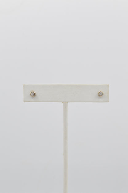 Diamond Bezel Studs, 14k