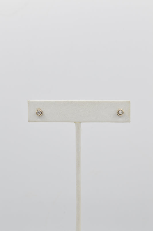 Diamond Bezel Studs, 14k