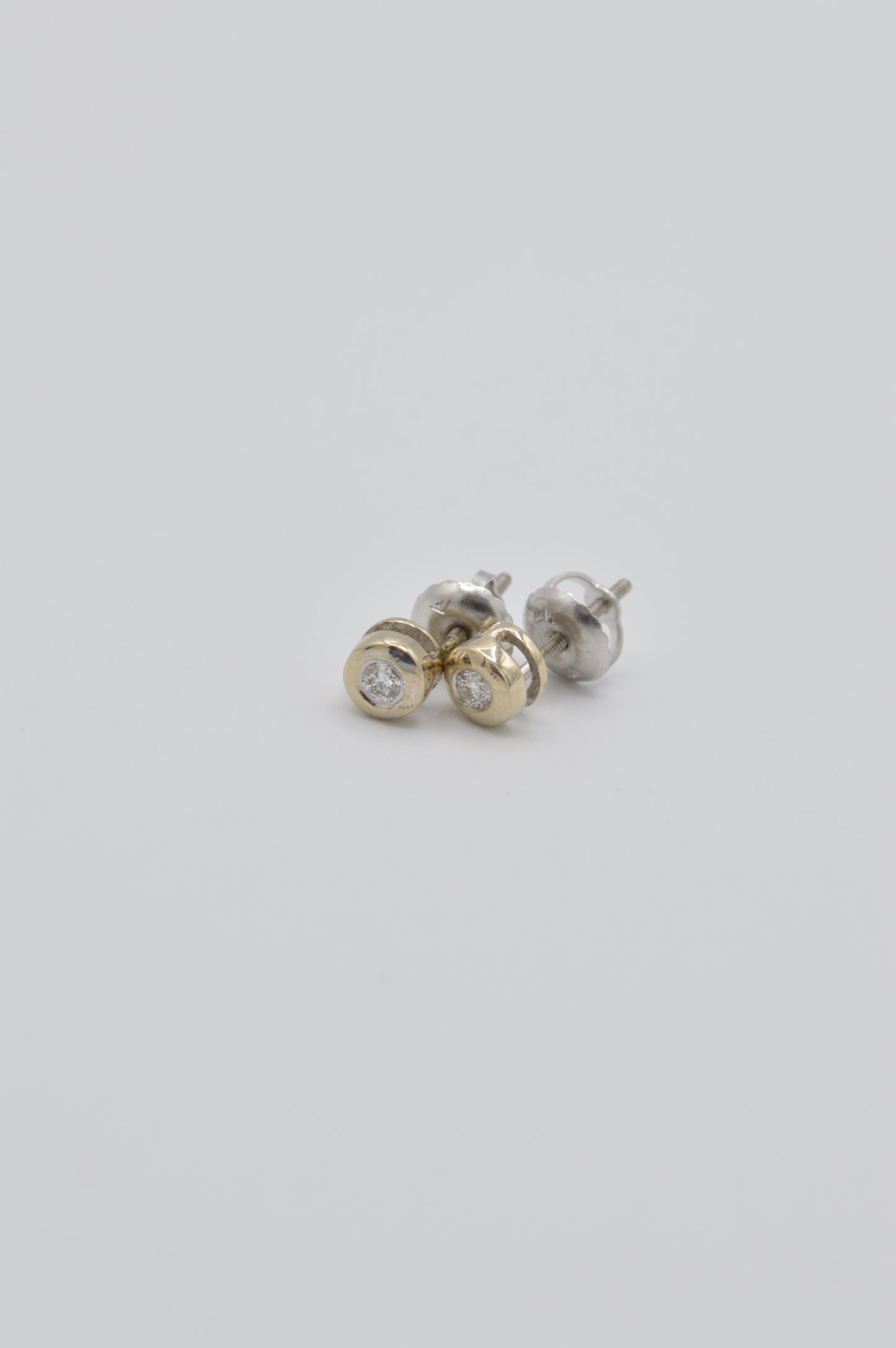 Diamond Bezel Studs, 14k