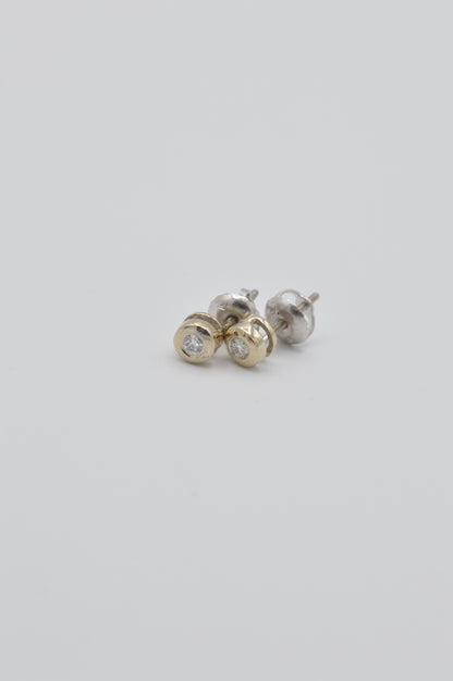 Diamond Bezel Studs, 14k