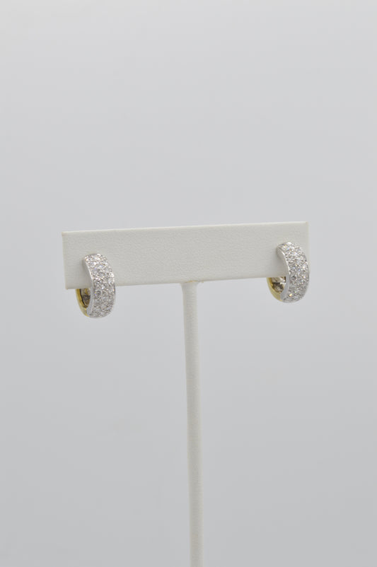 2tone Diamond Huggies, 18k