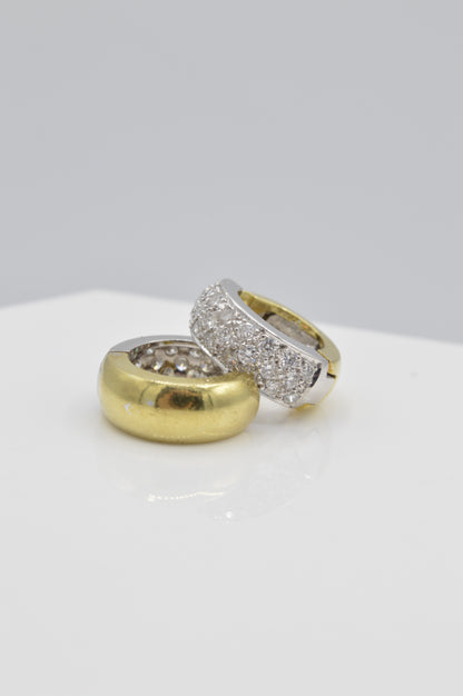 2tone Diamond Huggies, 18k