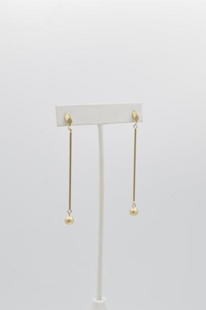 Brushed Drop Earrings, 14k