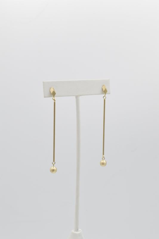Brushed Drop Earrings, 14k