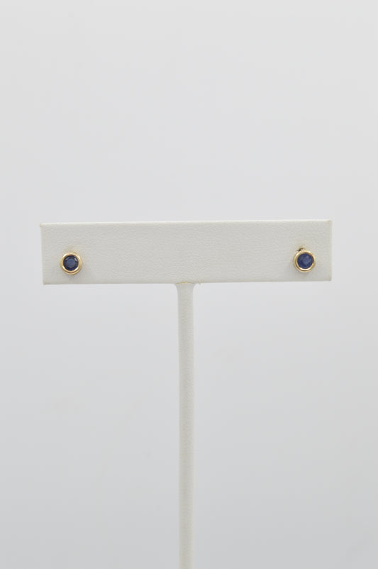 Sapphire Bezel Studs, 10k