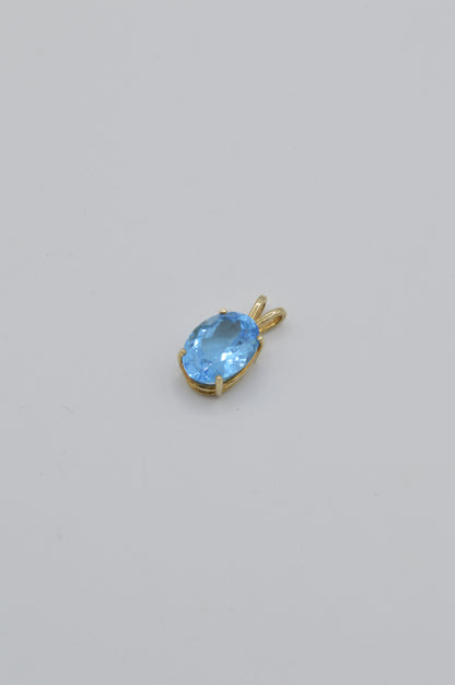 Blue Topaz Pendant, 14k