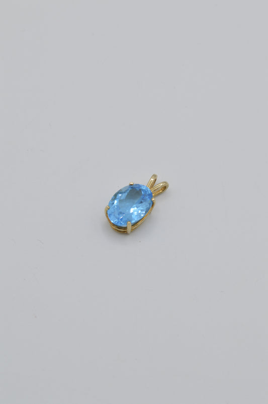 Blue Topaz Pendant, 14k
