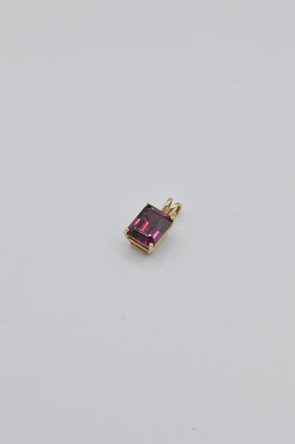 Rectangle Garnet Pendant, 14k