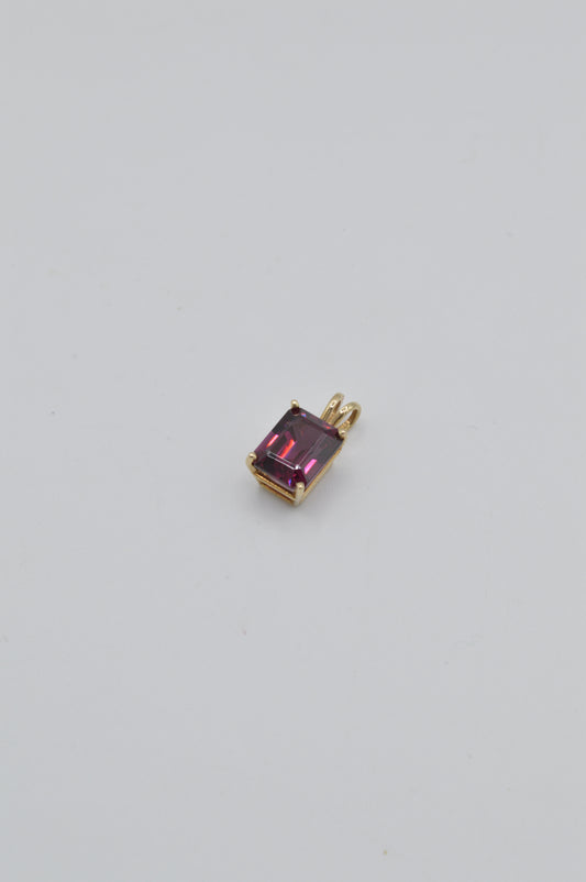 Rectangle Garnet Pendant, 14k