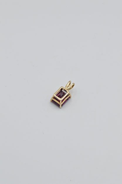 Rectangle Garnet Pendant, 14k