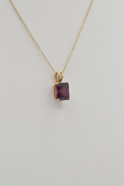 Rectangle Garnet Pendant, 14k