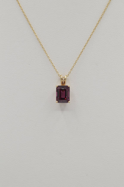 Rectangle Garnet Pendant, 14k